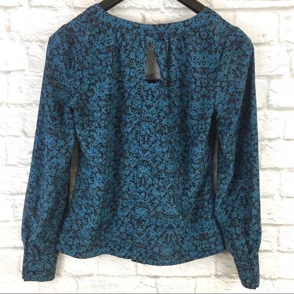 Tulle Peasant Sleeve Button Back Blouse Sz Small - Picture 6 of 8